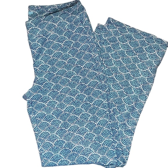 J. McLaughlin Carmel Pants In Fanned Blossom Catalina Cloth Sz M Blue Coastal - Picture 3 of 11